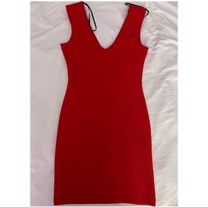 Simple V Front & Back Red Dress